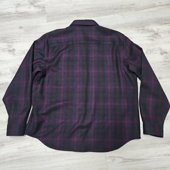 Ralph Lauren Wool Flannel Shirt Womens Sz XL Purple Red Shadow Plaid Long Sleeve - Picture 5 of 10